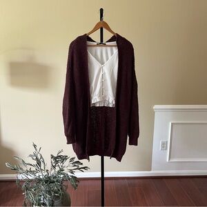 Women's Burgundy Cardigan Sweater